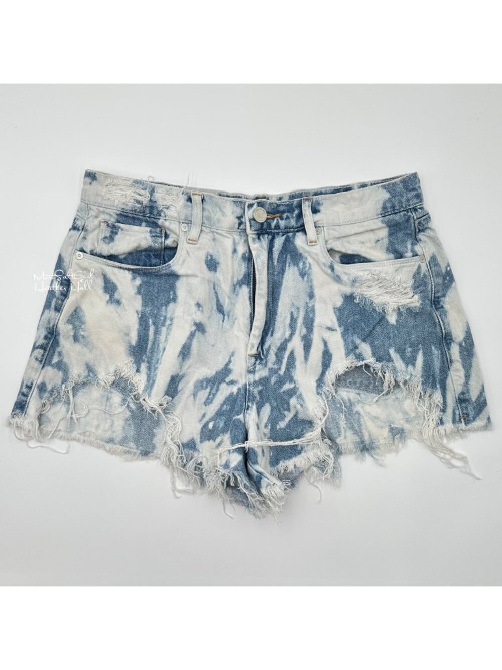 Blank NYC The Barrow Tie-Dye Ripped Distressed Denim Shorts Size 31